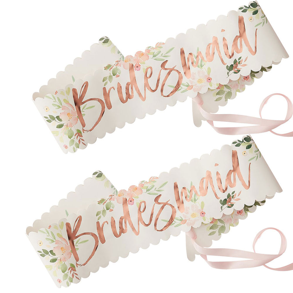Bridesmaid Rose Gold Paper Sash (Set of 2) - Main Image | My Wedding Favors
