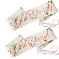 Thumbnail for Bridesmaid Rose Gold Paper Sash (Set of 2) - Main Image | My Wedding Favors