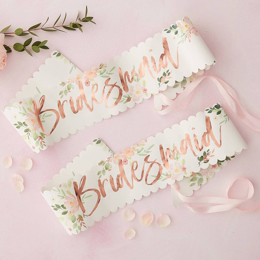 Bridesmaid Rose Gold Paper Sash (Set of 2) - Alternate Image 2 | My Wedding Favors