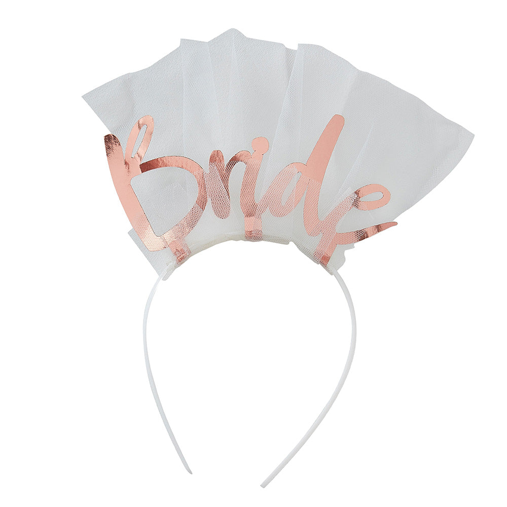 Rose Gold Bride Veil - White