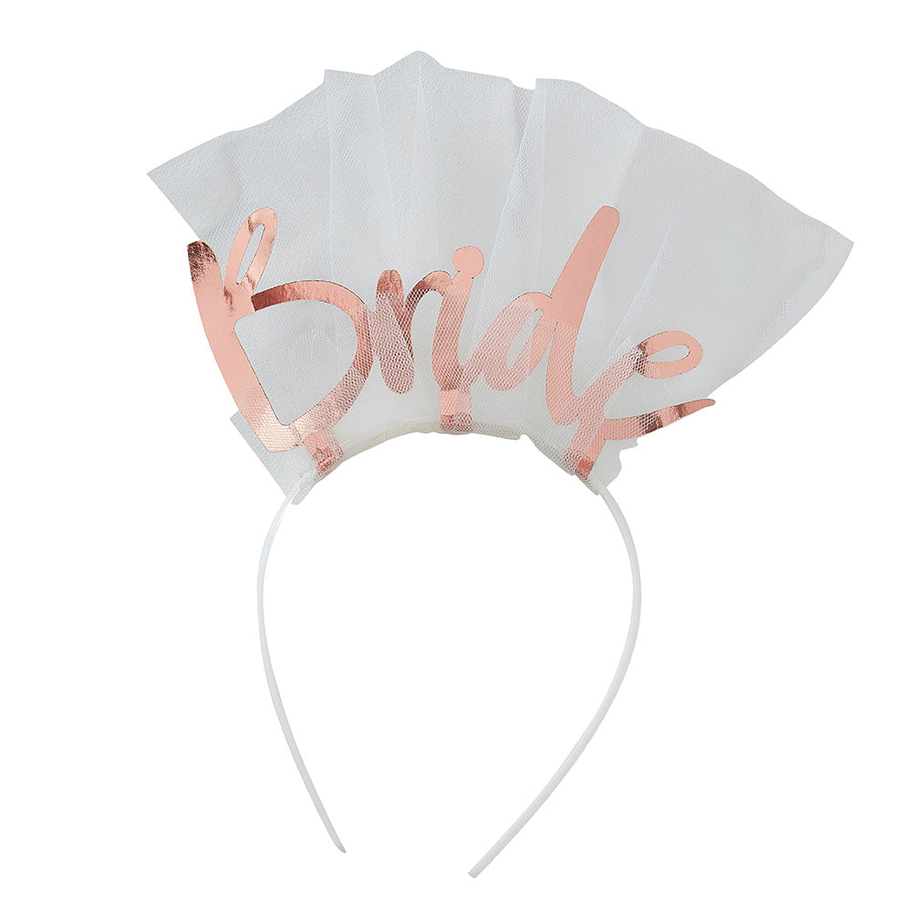 Bride Rose Gold Headband Veil - Alternate Image 2 | My Wedding Favors