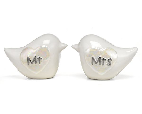Mr. & Mrs. Porcelain Love Birds Cake Topper - Main Image | My Wedding Favors
