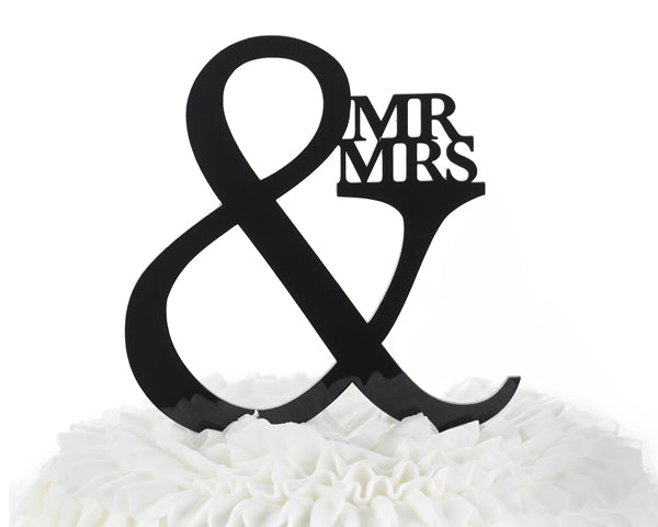Mr. & Mrs. Black Acrylic Cake Topper - Main Image | My Wedding Favors
