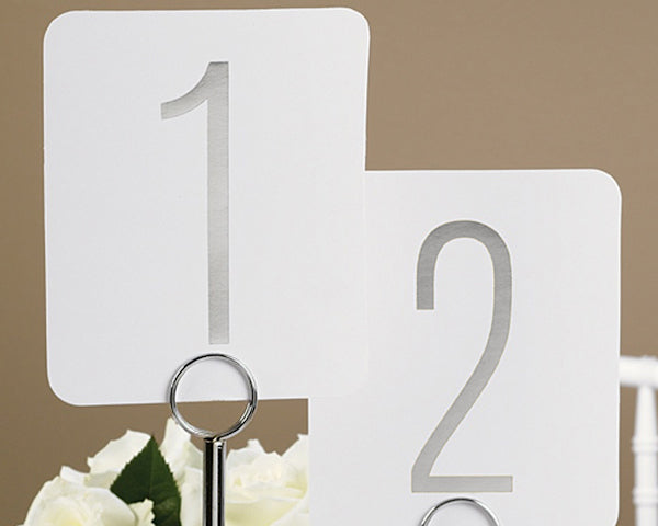Classic Silver Metallic Foil Table Number Cards (1-40) - Main Image | My Wedding Favors