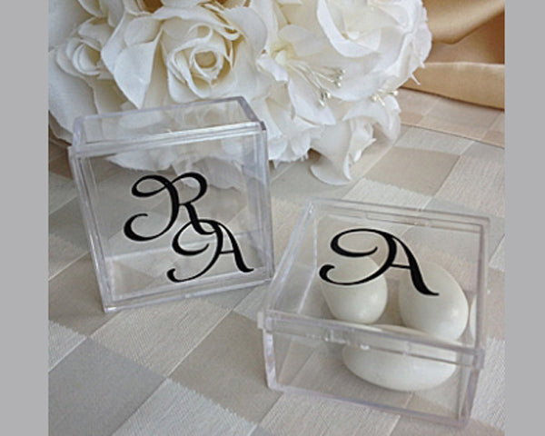 Monogram Square Acrylic Favor Box - Main Image | My Wedding Favors