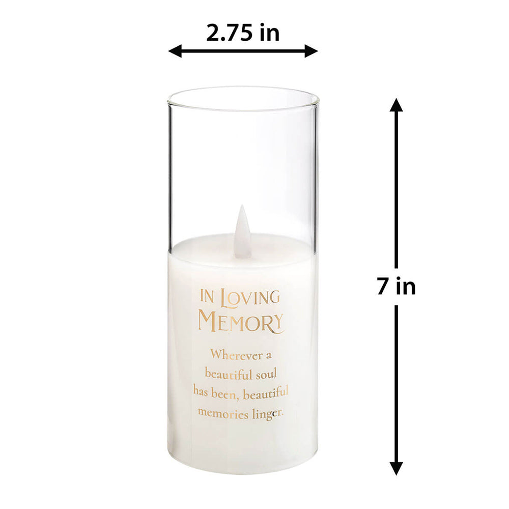 In Loving Memory Memorial LED Glass Candle Holder with Verse