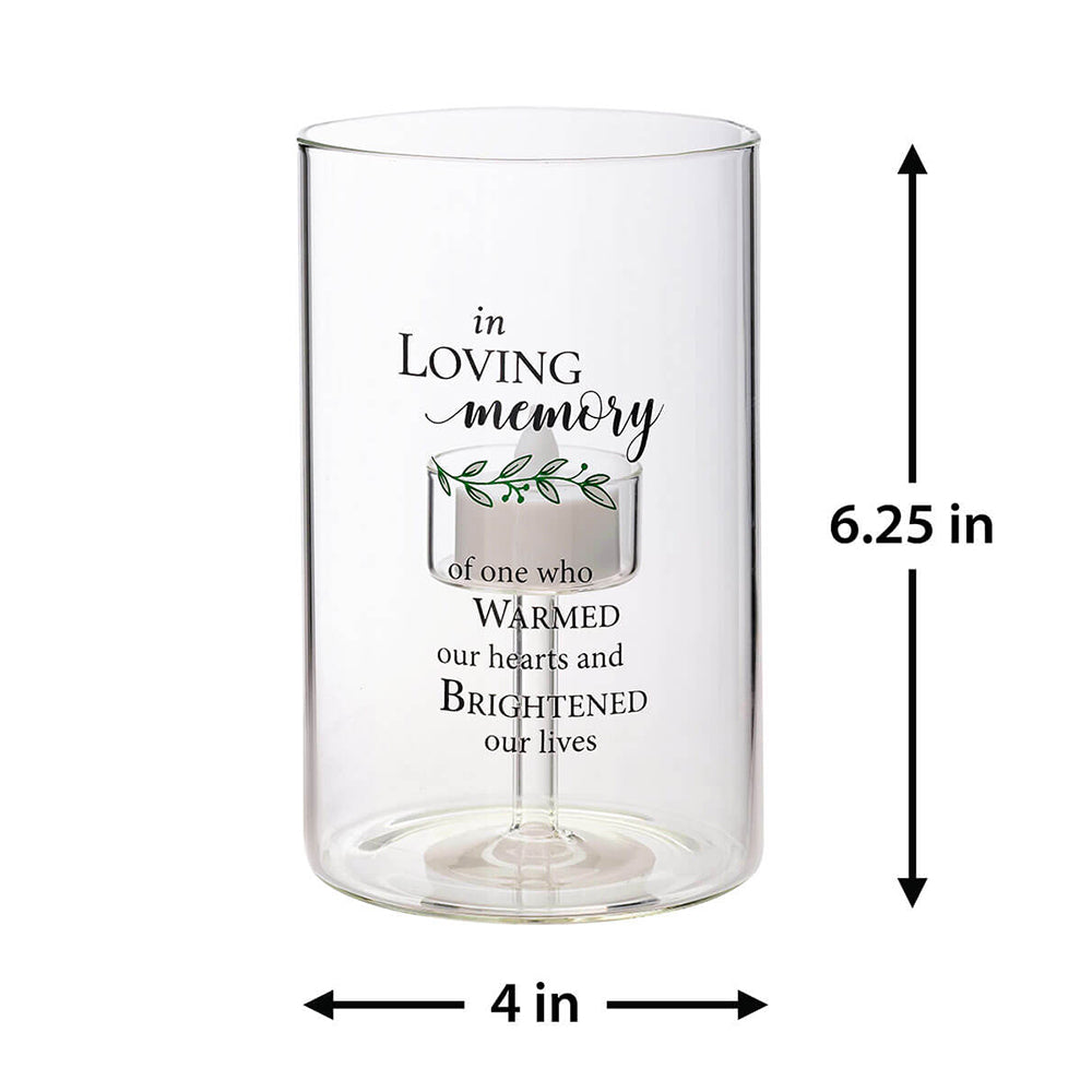 In Loving Memory Memorial LED Glass Tea Light Holder with Verse