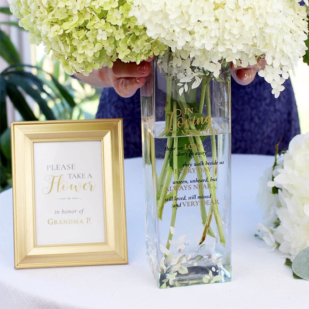 Botanical Memorial Vase with Sympathy Verse