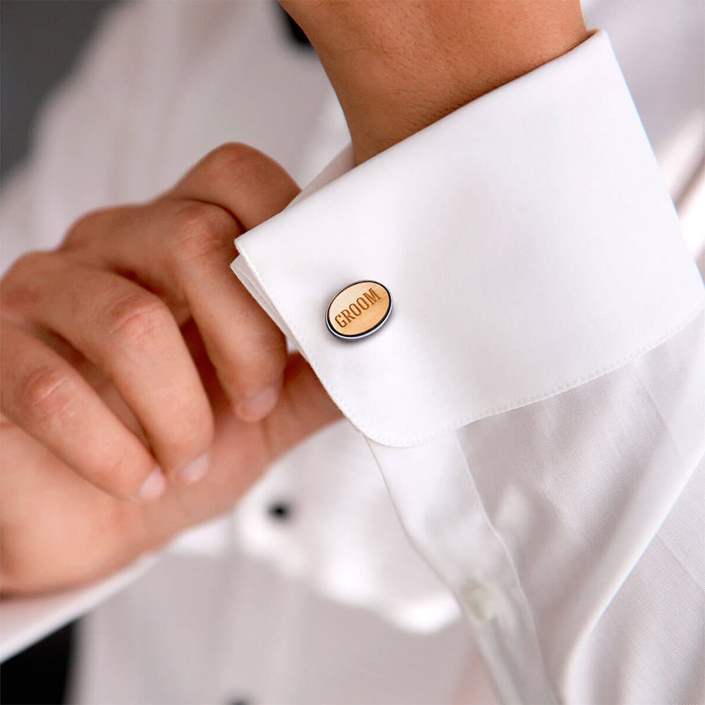 Wooden Groom Cufflinks & Tie Tack Set