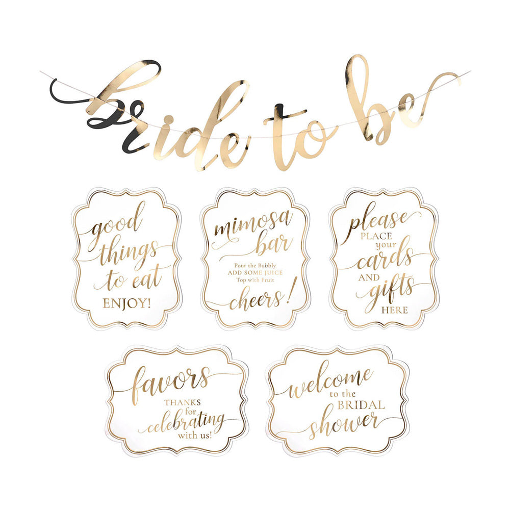 Gold Bridal Shower Décor Sign Kit (Set of 6)