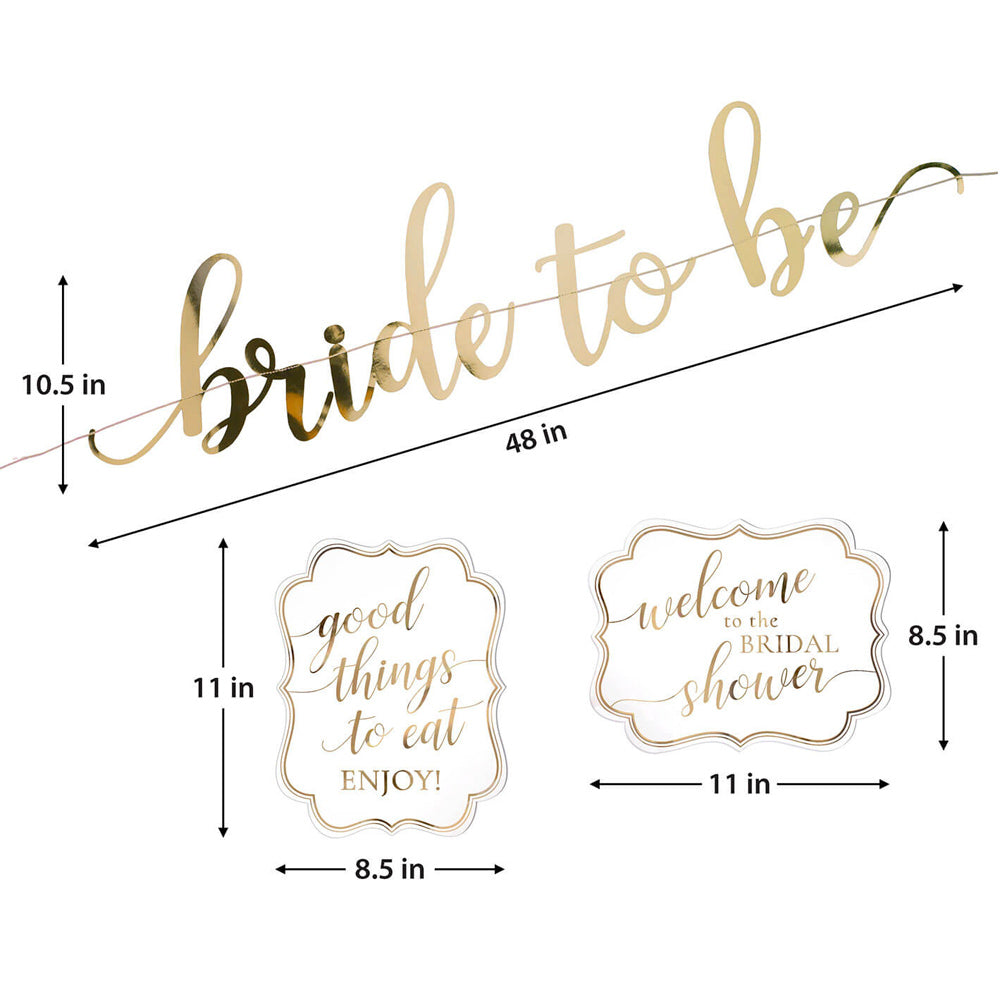 Gold Bridal Shower Décor Sign Kit (Set of 6)