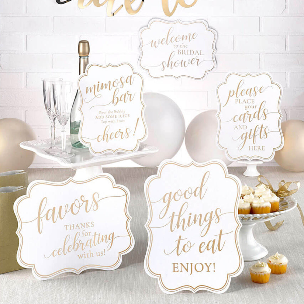 Gold Bridal Shower Décor Sign Kit (Set of 6)