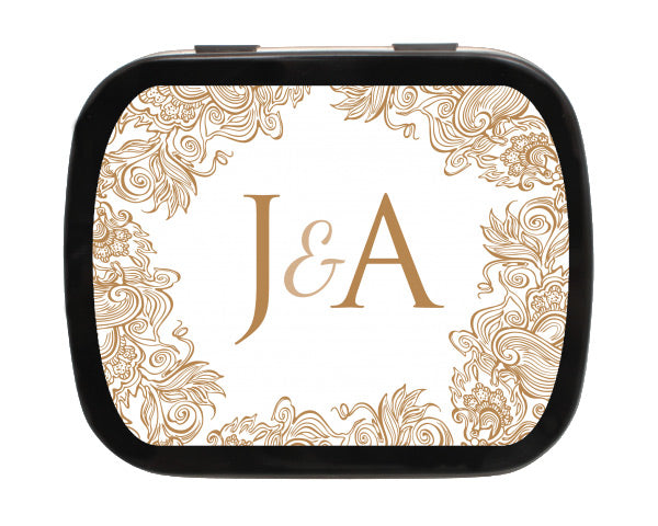 Stencil Monogram Personalized Wedding Mint Tins