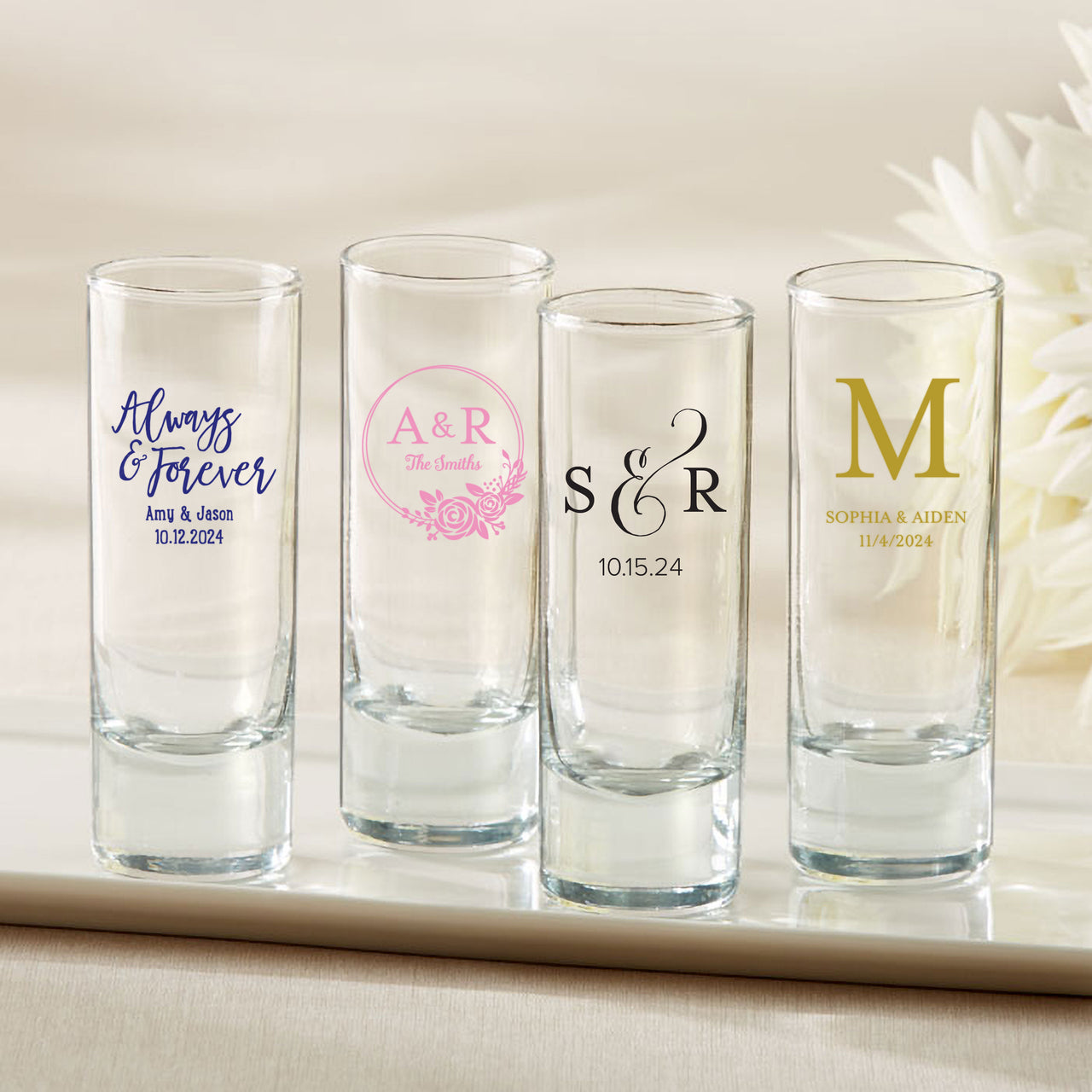 Personalized Shot Glass No Minimum, Custom Wedding Favors