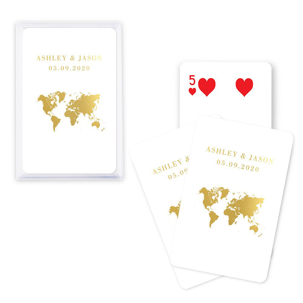 Personalized Travel & Adventure Playing Cards In Plastic Case - Main Image | My Wedding Favors