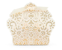 Thumbnail for Luscious Foil Lace Favor Box with Ribbon (Set of 10) - Main Image | My Wedding Favors