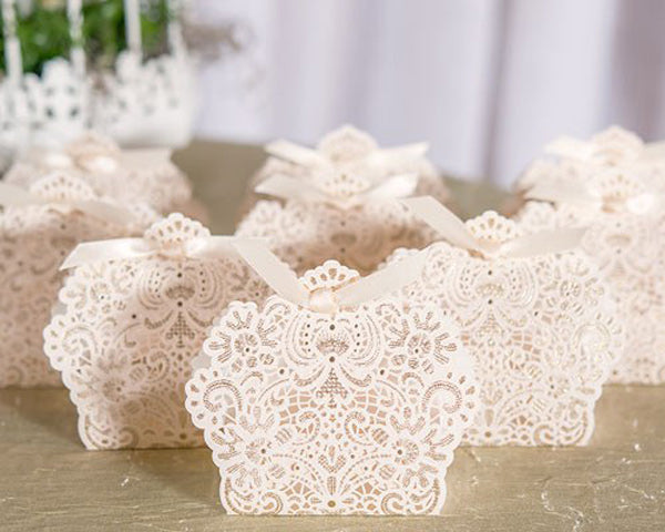 Luscious Foil Lace Favor Box with Ribbon (Set of 10) - Alternate Image 2 | My Wedding Favors