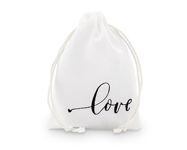 Love Print Muslin Drawstring Favor Bag - Small (Set of 12) - Main Image | My Wedding Favors