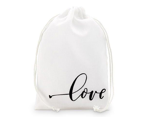 Love Print Muslin Drawstring Favor Bag - Medium (Set of 12) - Main Image | My Wedding Favors