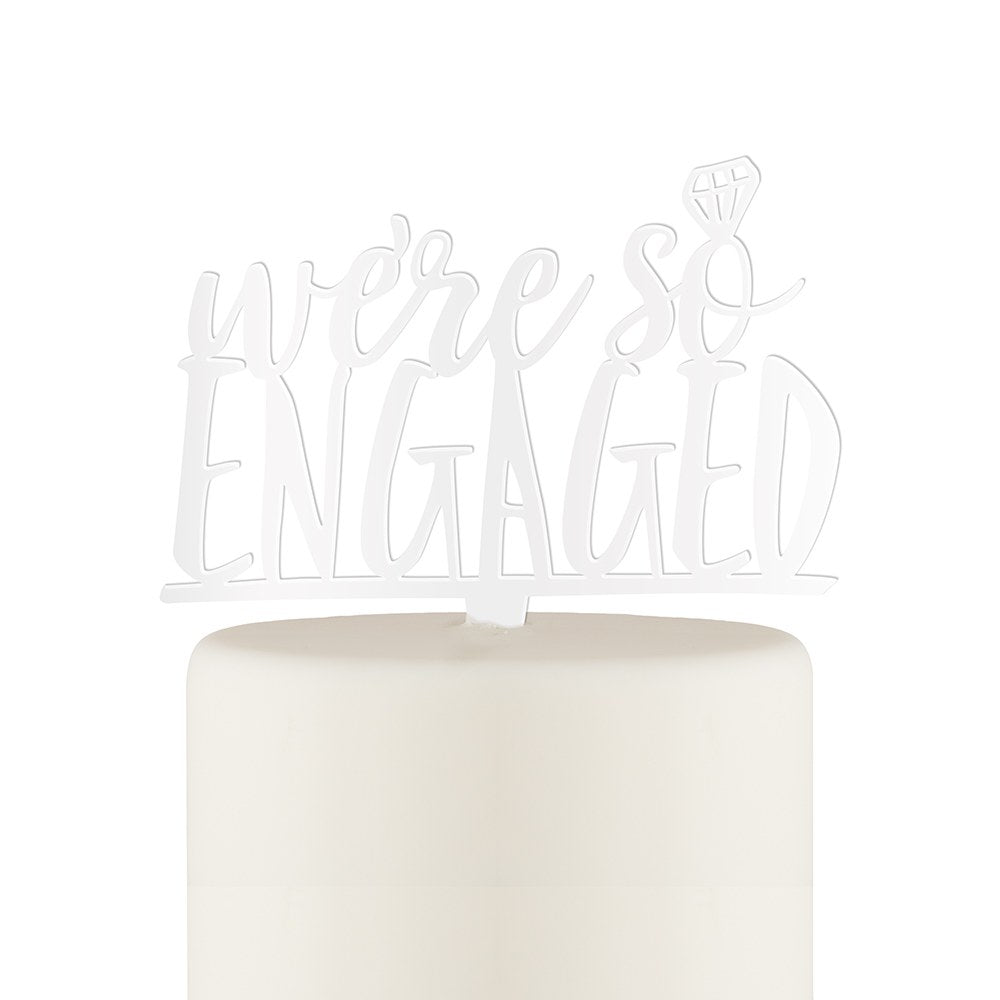We're So Engaged Acrylic Cake Topper (Available in Black & White) - Alternate Image 2 | My Wedding Favors