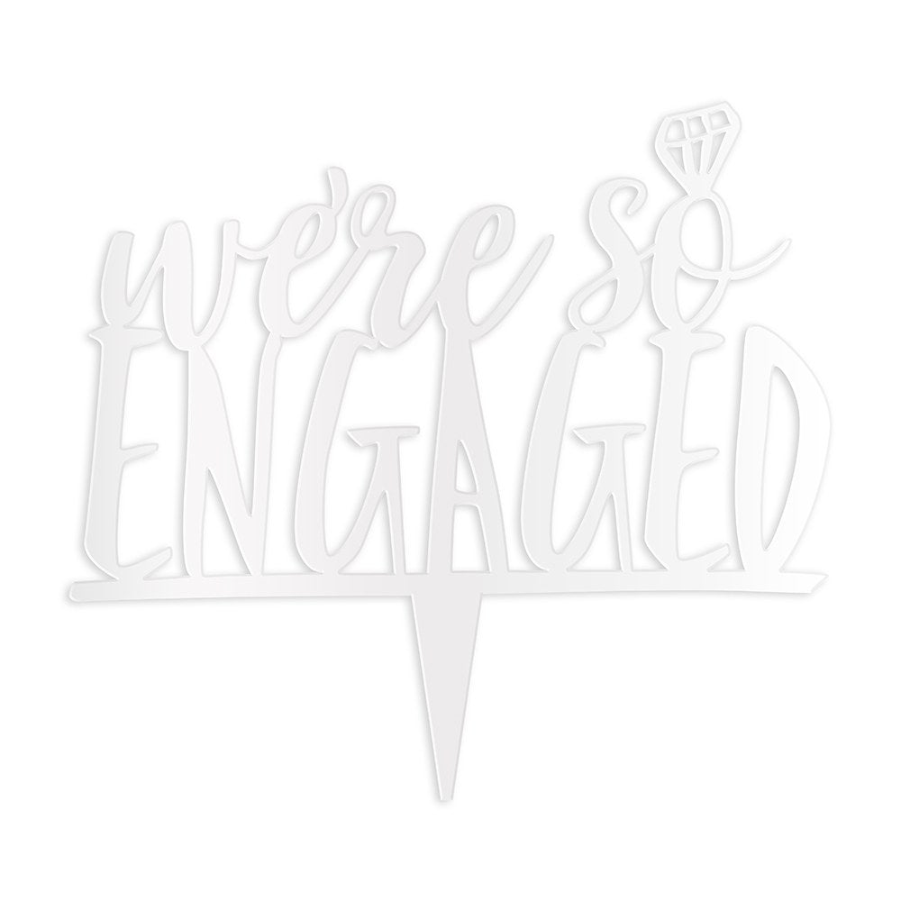 We're So Engaged Acrylic Cake Topper (Available in Black & White) - Alternate Image 4 | My Wedding Favors