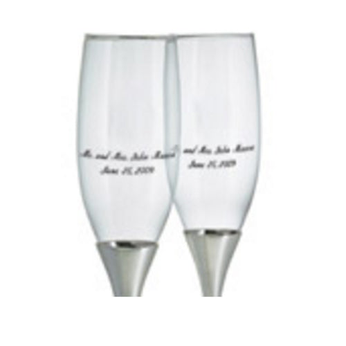 Radiant Rose Gold Etched Wedding Champagne Flutes