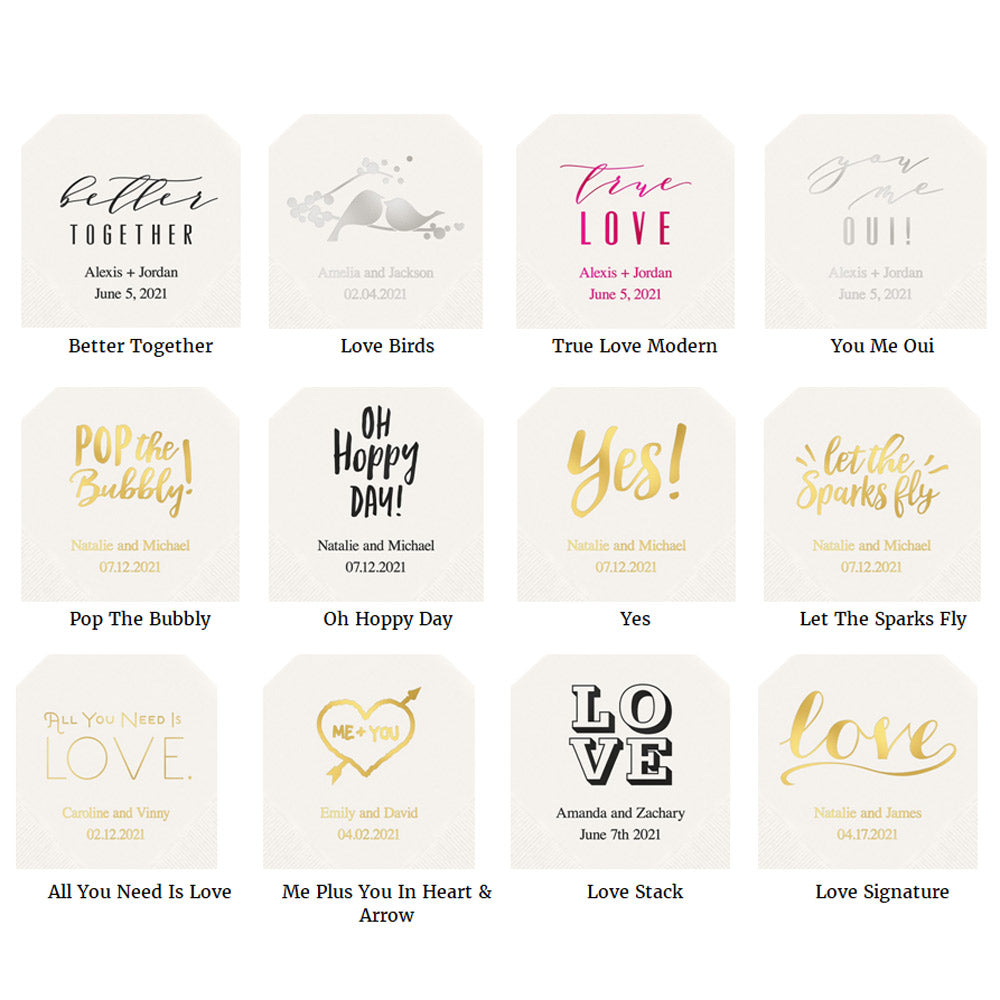 Printed Luncheon & Beverage Napkins (Set of 50) - Alternate Image 6 | My Wedding Favors
