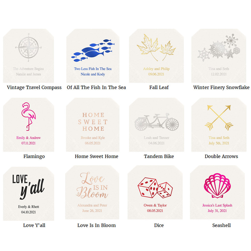 Printed Luncheon & Beverage Napkins (Set of 50) - Alternate Image 7 | My Wedding Favors
