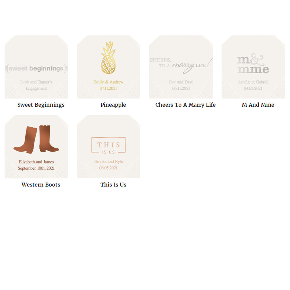 Printed Luncheon & Beverage Napkins (Set of 50) - Alternate Image 9 | My Wedding Favors