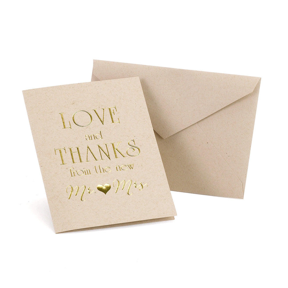 Love & Thanks from Mr. & Mrs. Thank You Cards & Envelopes (Set of 50)