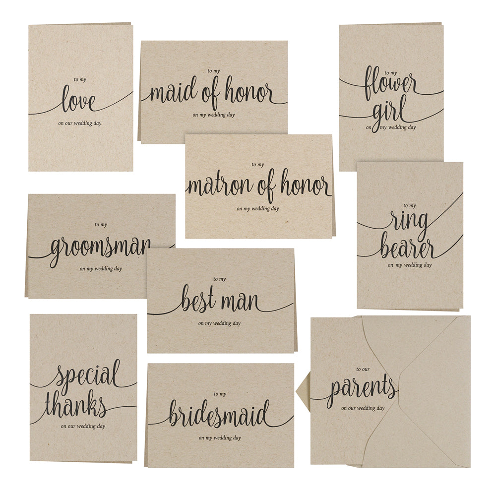 Kraft Wedding Party Thank You Cards & Envelopes (Set of 30) - Main Image | My Wedding Favors