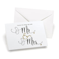 Thumbnail for The New Mr. & Mrs. Thank You Cards & Envelopes (Set of 50) - Main Image | My Wedding Favors