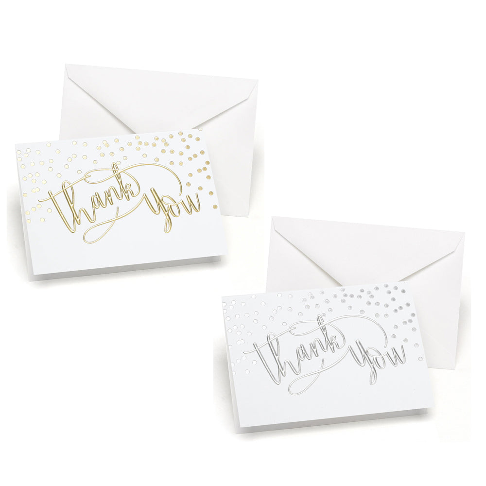 Foil Thank You Cards & Envelopes - Silver (Set of 50) - Alternate Image 3 | My Wedding Favors