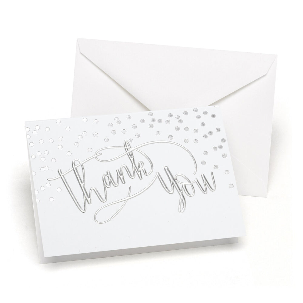 Foil Thank You Cards & Envelopes - Silver (Set of 50) - Main Image | My Wedding Favors