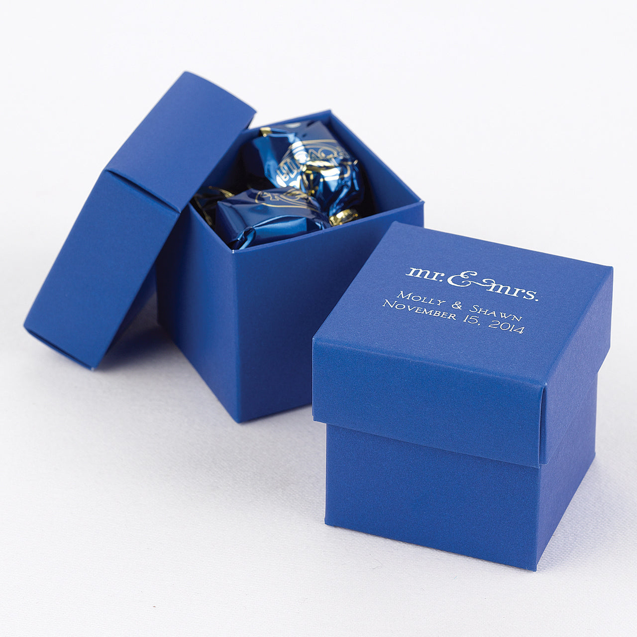 Personalized Royal Blue Two-Piece Favor Box (Set of 25) - Main Image | My Wedding Favors