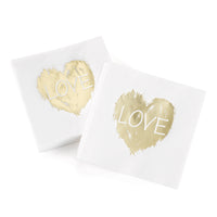 Thumbnail for Brush of Love Gold Foil Napkins (50 Count) - Main Image | My Wedding Favors