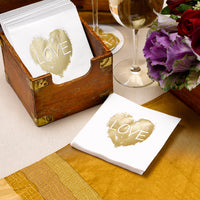 Thumbnail for Brush of Love Gold Foil Napkins (50 Count) - Alternate Image 2 | My Wedding Favors