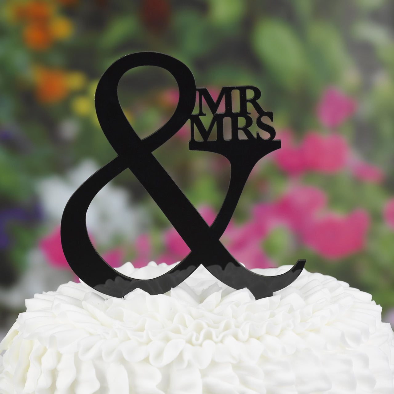 Mr. & Mrs. Black Acrylic Cake Topper - Alternate Image 2 | My Wedding Favors