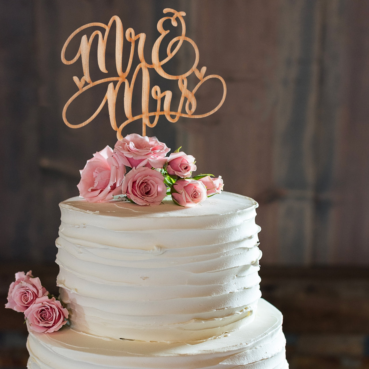 Mr. & Mrs. Wood Cake Topper - Alternate Image 3 | My Wedding Favors