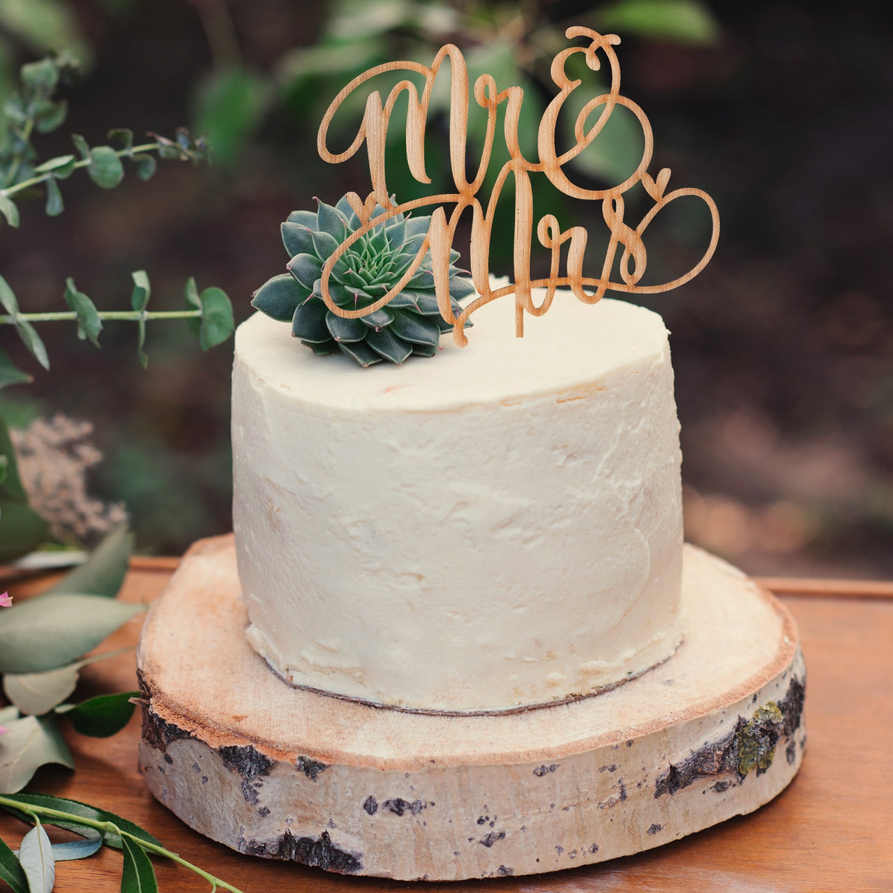 Mr. & Mrs. Wood Cake Topper - Alternate Image 2 | My Wedding Favors
