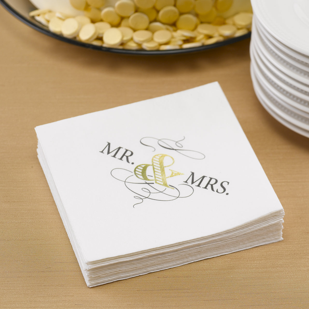 Mr. & Mrs. Classic Beverage Napkins (Set of 50) - Alternate Image 2 | My Wedding Favors