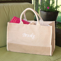 Personalized Large Natural Jute Tote Bag - Alternate Image 2 | My Wedding Favors