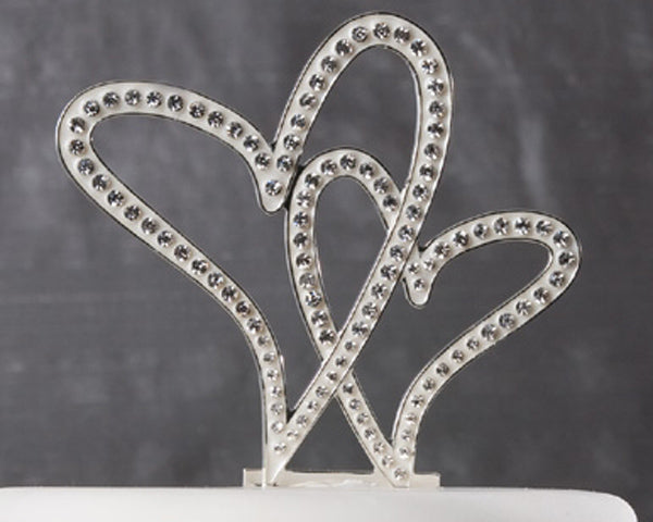 Crystal Double Heart Wedding Cake Topper - Rhinestones 6"x4" - Main Image | My Wedding Favors