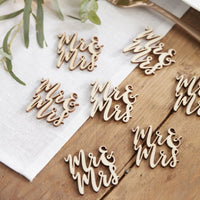Thumbnail for Beautiful Botanics Wooden Mr. & Mrs. Table Confetti (Set of 15) - Main Image | My Wedding Favors