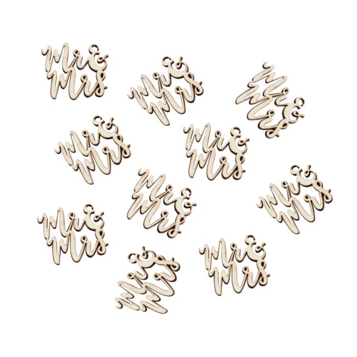 Beautiful Botanics Wooden Mr. & Mrs. Table Confetti (Set of 15) - Alternate Image 2 | My Wedding Favors