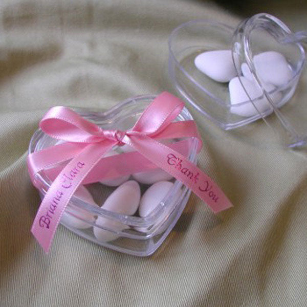 Acrylic Heart Box with Personalized Ribbon - Main Image | My Wedding Favors