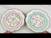 Tea Time Whimsy 9 in. Premium Paper Plates - Blue (Set of 16)