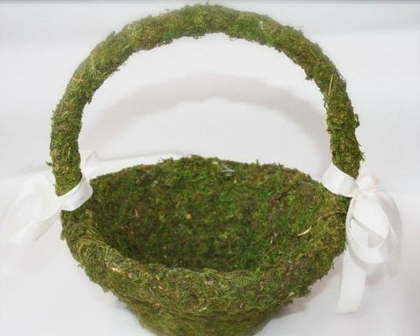 Moss Covered Flower Girl Basket - Main Image | My Wedding Favors