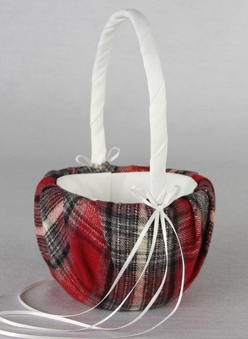 Aspen Plaid Flower Girl Basket (Multiple Colors Available) - Alternate Image 4 | My Wedding Favors