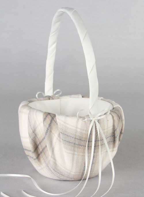 Aspen Plaid Flower Girl Basket (Multiple Colors Available) - Alternate Image 3 | My Wedding Favors